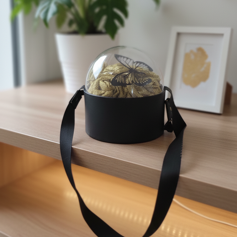 Golden Butterfly in Black Gift Box – Luxury Rose Orb