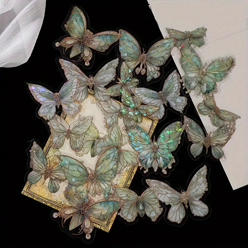 🦋 Blue-Green 3D Crystal Butterfly