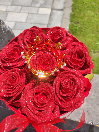 Elegáns Műrózsa Luxus Díszdobozban Piros