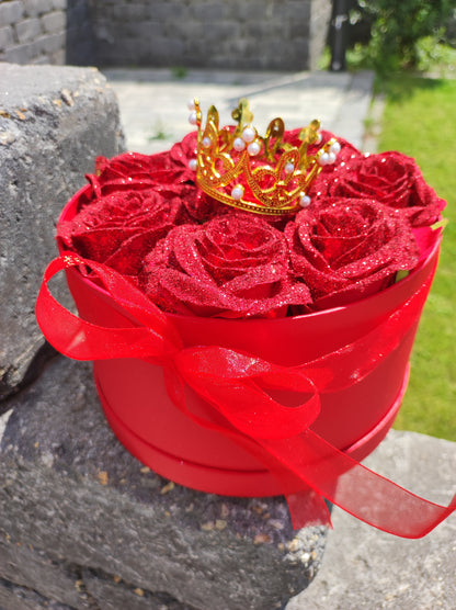 Elegáns Műrózsa Luxus Díszdobozban Piros