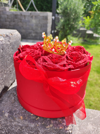 Elegáns Műrózsa Luxus Díszdobozban Piros