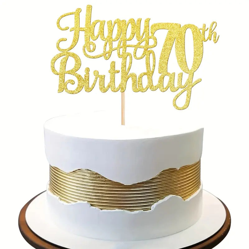 Arany csillámos szám drót pálcán - 70