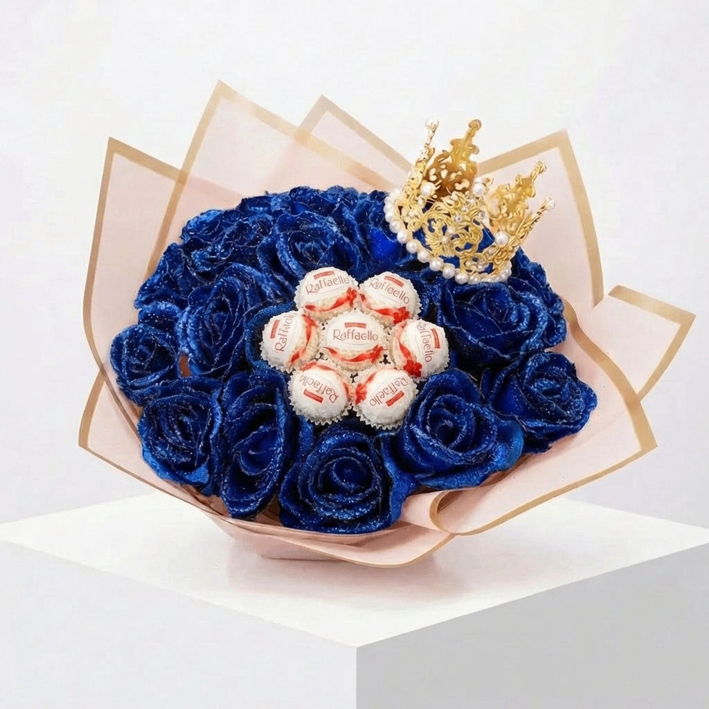 Kézben tartott CsillagRózsa csokor méretarányos képe, különleges ajándék nőknek