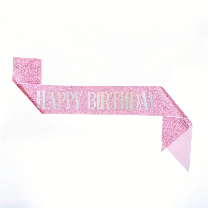 "Happy Birthday" Ünnepi Szalag Rózsaszín - Tartós Poliészter