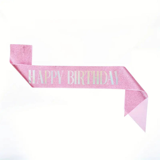 "Happy Birthday" Ünnepi Szalag Rózsaszín - Tartós Poliészter