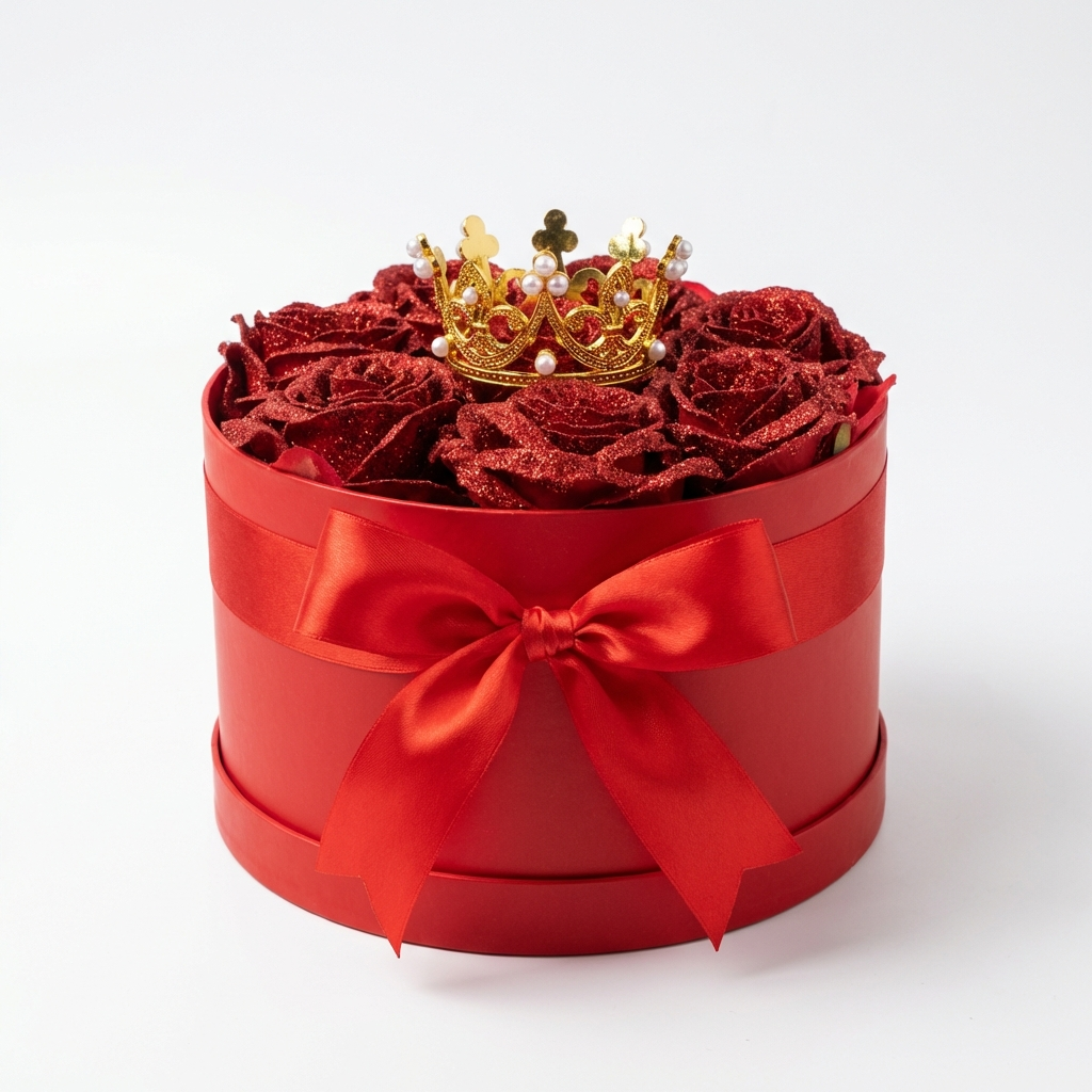 Prémium minőségű, élethű vörös rózsa részletgazdag kidolgozással.