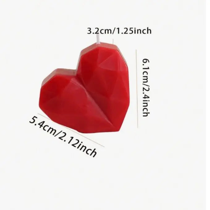 Geometrikus szív gyertya mérete: 6,1 x 5,4 x 3,2 cm