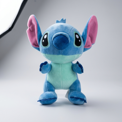 Kék Stitch plüss nagy rózsaszín fülekkel csokordíszként