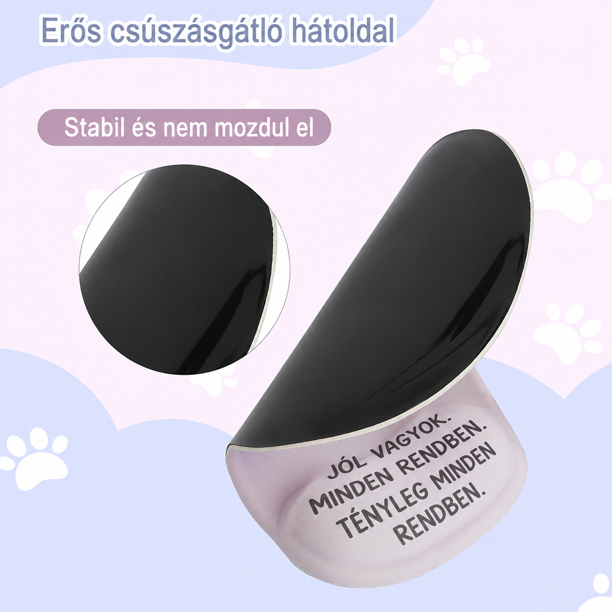 Macskás egérpad erős csúszásgátló gumi hátoldal – stabil, nem mozdul el